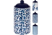 Pot de conservation en porcelaine 750ml bleu-blanc