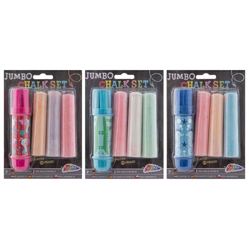 Grafix Stoepkrijt 3 kleuren met handvat