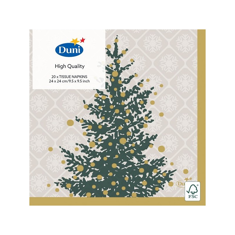 Duni Servetten Trees in Gold 24x24cm 20 stuks
