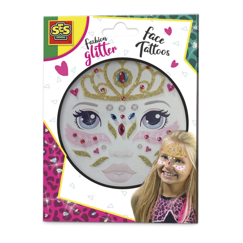Ses Fashion tatouages visage à paillettes Princesse