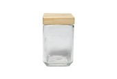 Pot de conservation en verre avec couvercle en bois 11x11xh18,5cm 1,7L
