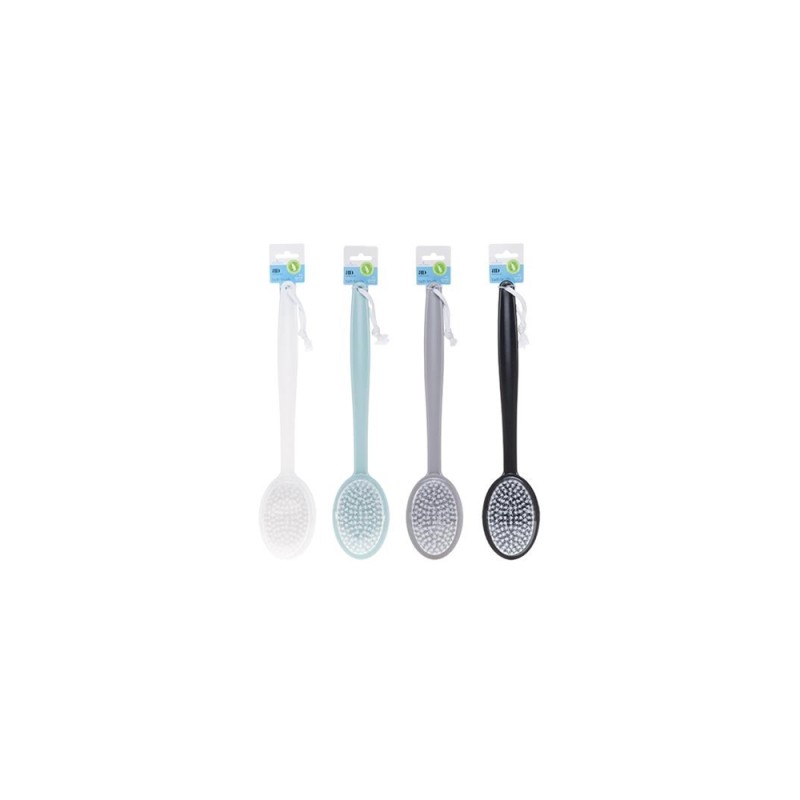 Brosse de bain en plastique 39 cm disponible en noir, blanc, gris chaud ou bleu clair
