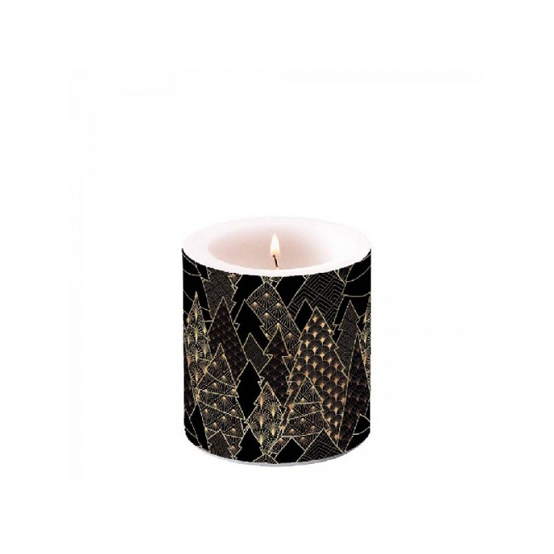 Ambiente Kaars Luxury Trees- zwart -Ø 7,5 - h 9 cm -Paraffine - Branduren ± 35 uren