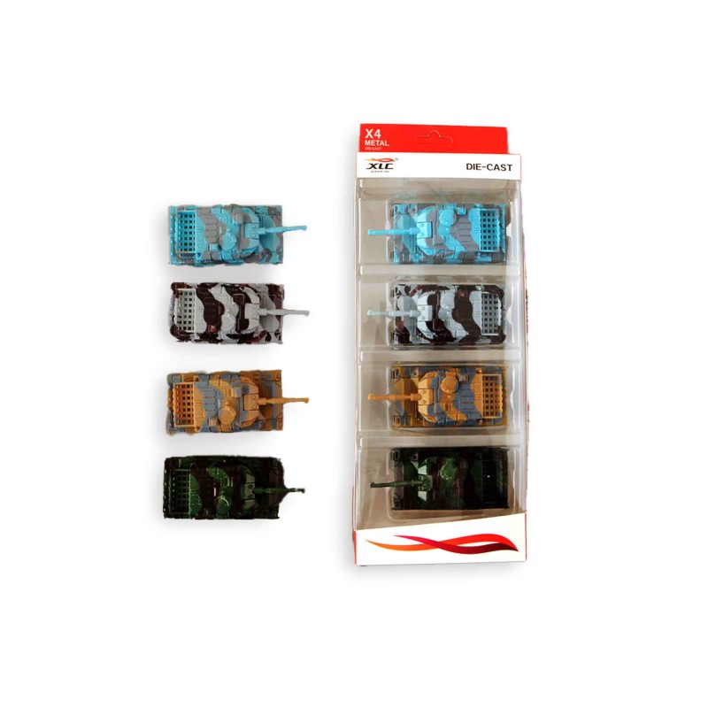 Tank Pull Back Die-Cast 9cm lot de 4 pièces