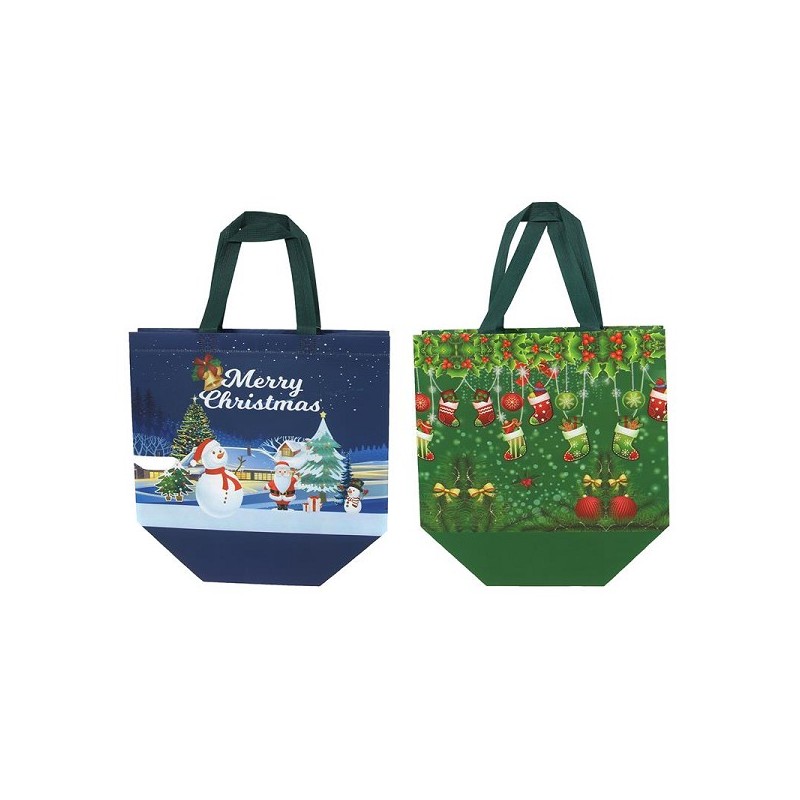 Kersttas 31x18x24cm rood of blauw