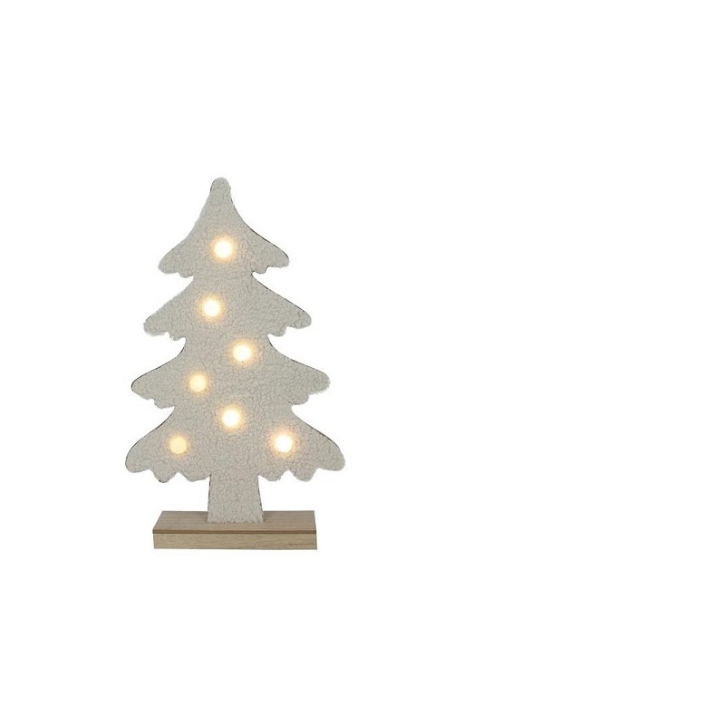 Kerstboom Terry vilt 7xLED bolletjes creme h45xb27cm, 2xAAA excl