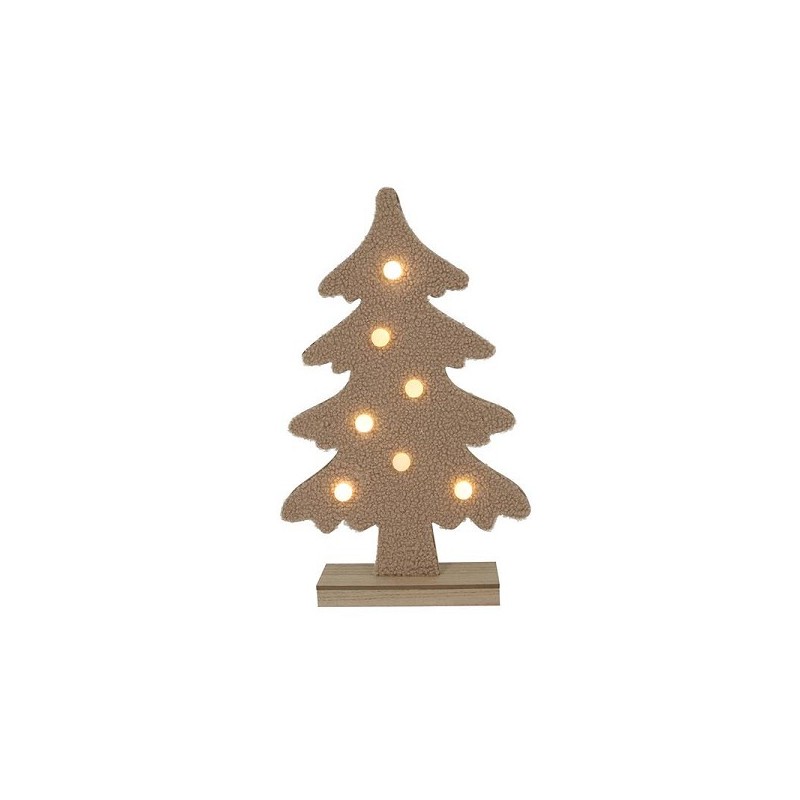 Kerstboom Terry vilt 7xLED bolletjes camel h45xb27cm, 2xAAA excl