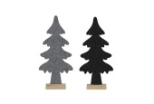Kerstboom vilt met hout 26x6,5xh54cm zwart of grijs