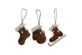 Kersthanger want/schaats/sok suede look 11cm bruin