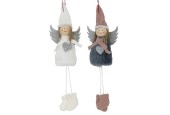 Engel hanger 9x25cm grijs of wit