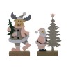 Kerstman of rendier vilt 25cm roze/grijs