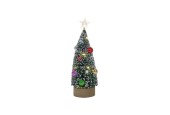 Kerstboom versierd 10LED 24cm op houten standaard 2xCR2032