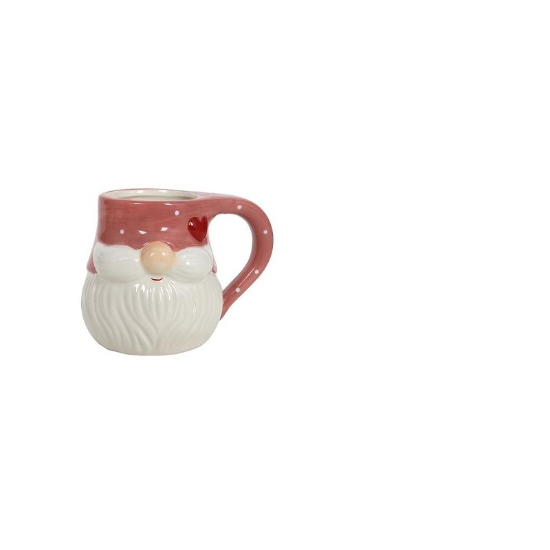 Kerstmok Santa snor dolomite Ø12xh12cm roze