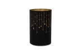 Cylinder glas 14cm LED zwart/ster 3xAA timer