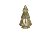Kerstboom glas craquele LED goud Ø10,5x19,5cm 2xAAA excl