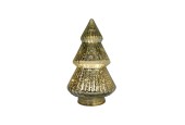 Kerstboom glas craquele LED goud Ø12,5x22,5cm werkt op 2xAAA (niet inbegrepen )
