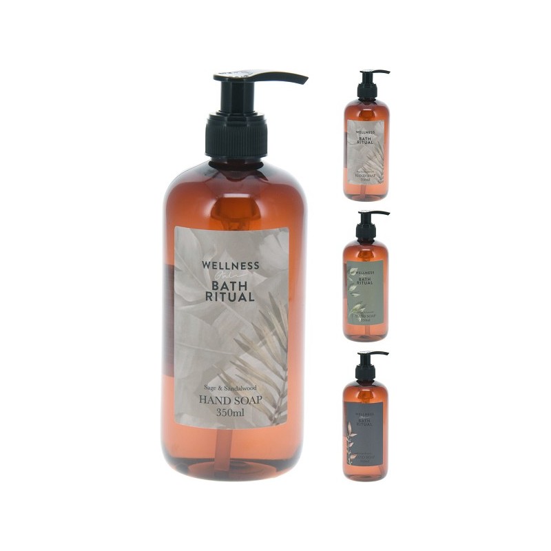 Handzeep pompje 350ml in bruine transparante kunststof fles