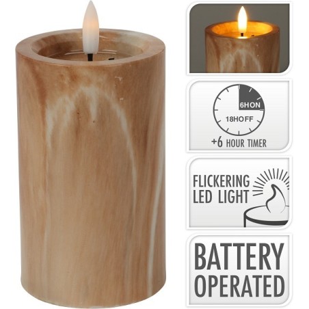 LED kaars 75x125mm bruin