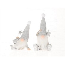 HBX natural living Deco Gnoom Loweon Star keramiek met glitter muts 7,5x4x9,5cm