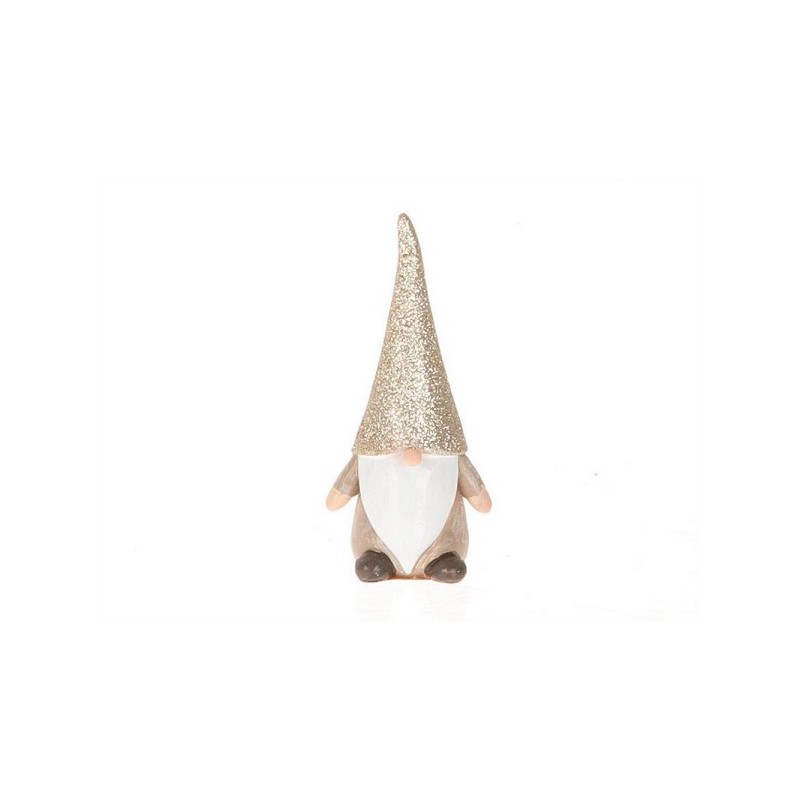 HBX natural living Deco Gnome Eton 5,5x4,5x13cm keramiek met glittermuts