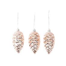 HBX natural living Kersthanger dennenappel set a 3 stuks 16,4x5,5x11,3cm roze