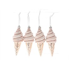 HBX natural living Kersthanger ijsje set a 4 stuks 19,1x5,2x13,2cm roze