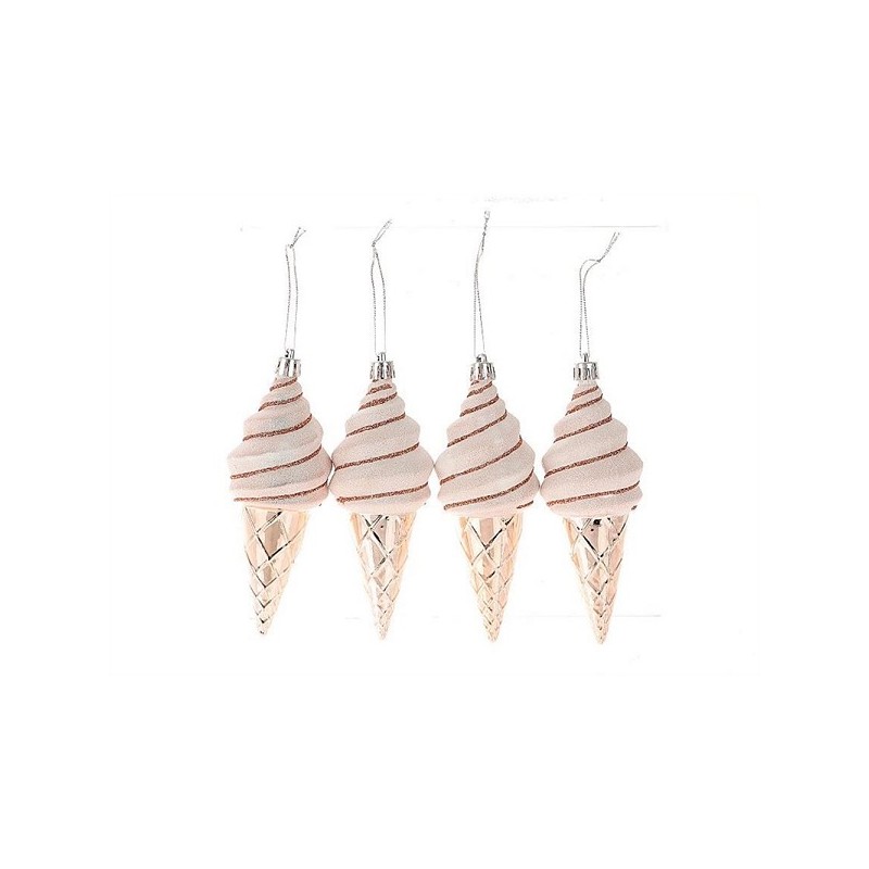 HBX natural living Kersthanger ijsje set a 4 stuks 19,1x5,2x13,2cm roze