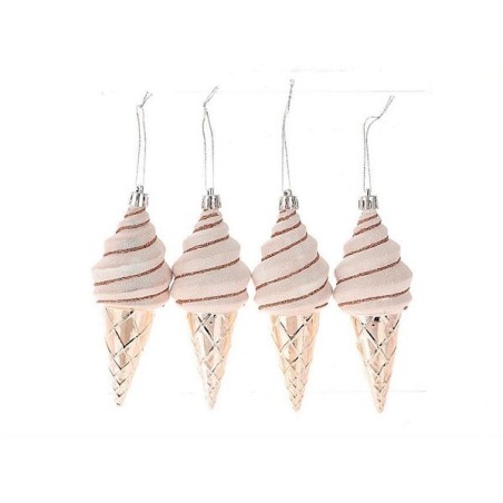 HBX natural living Kersthanger ijsje set a 4 stuks 19,1x5,2x13,2cm roze