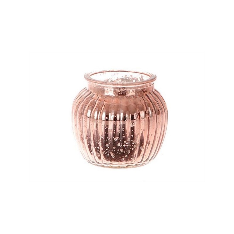 HBX natural living Vaas/windlicht Novy Ø11xh10cm metallic rose goud