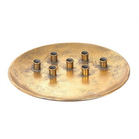 HBX natural living Kandelaar Kandela Ø30zh3,4cm goud metaal voor 7 kaarsen