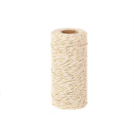 HBX natural living Katoenen touw op klos 100m x 0,2cm wit/goud