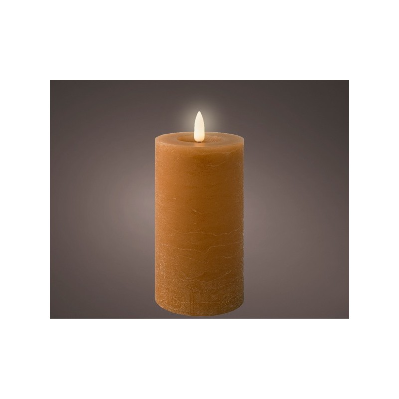 Lumineo LED kaars wax steady Licht Bruin H15cm  Dia 7cm met 6 uurs timer-werkt op batterijen 2x AAA ( niet inbegrepen)