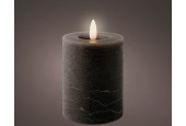 Lumineo LED kaars wax steady Antraciet H11cm Dia 7 cm met 6 uurs timer-werkt op batterijen 2x AAA ( niet inbegrepen)