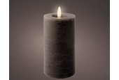 Lumineo LED kaars wax steady Antraciet H15cm Dia 7 cm met 6 uurs timer-werkt op batterijen 2x AAA ( niet inbegrepen)
