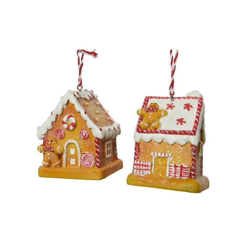 Decoris Kersthanger snoephuisje met peperkoek mannetje polyresin H7,5cm