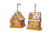 Decoris Kersthanger snoephuisje met peperkoek mannetje polyresin H7,5cm