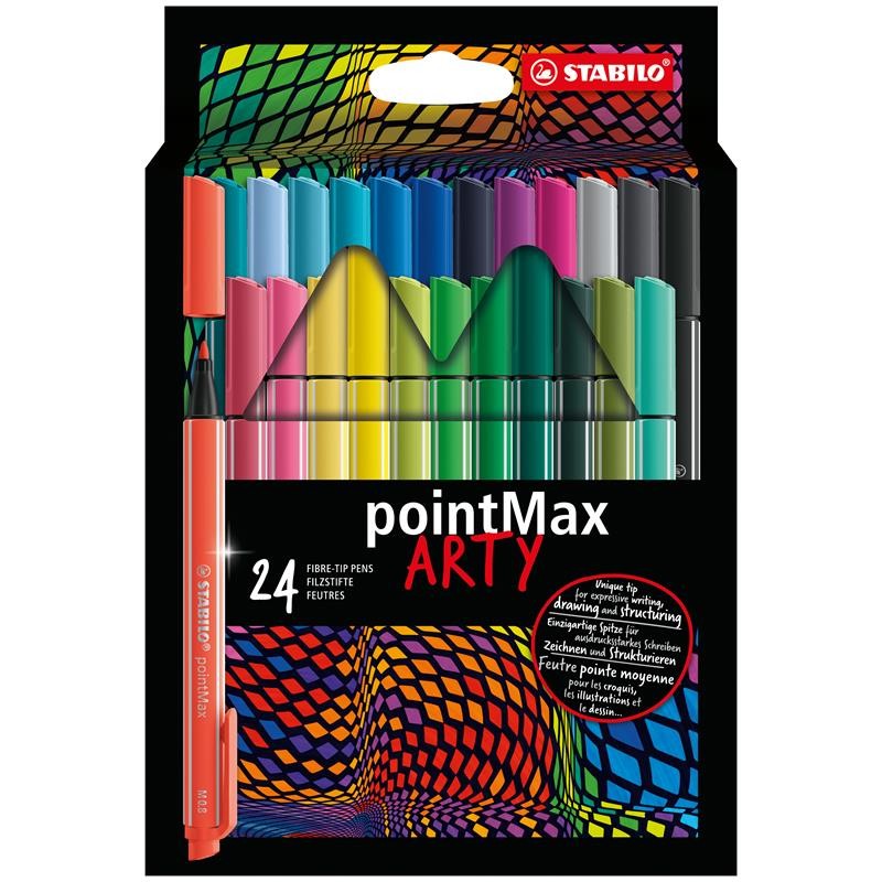 Pochette Stabilo Arty PointMax avec 24 couleurs de feutres fins