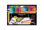 Stabilo Arty Creative set Pen 68/Point 88 étui de 36 couleurs, 18 feutres et 18 fineliners