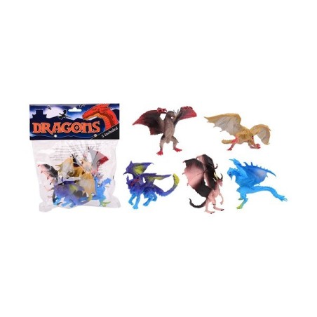 John Toy Draken in zak set a 5 stuks