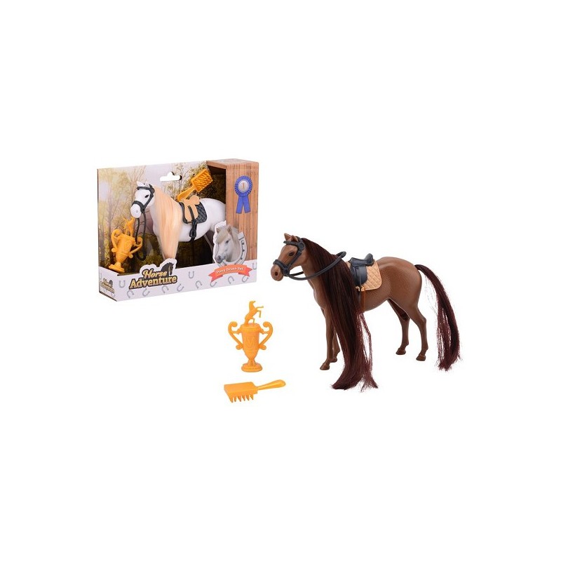 John Toy Paarden speelset haren borstelen, 2 assorti