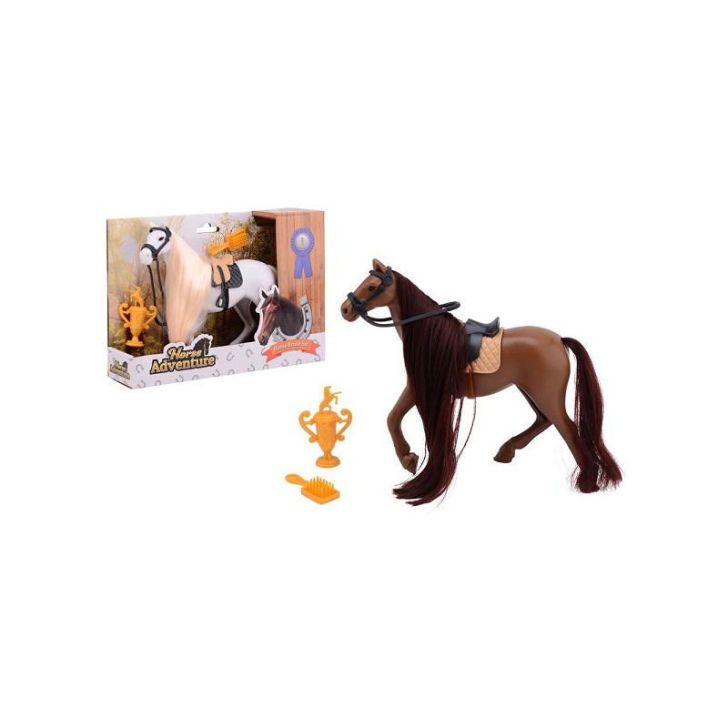 John Toy Paarden speelset haren borstelen groot, 2 assorti