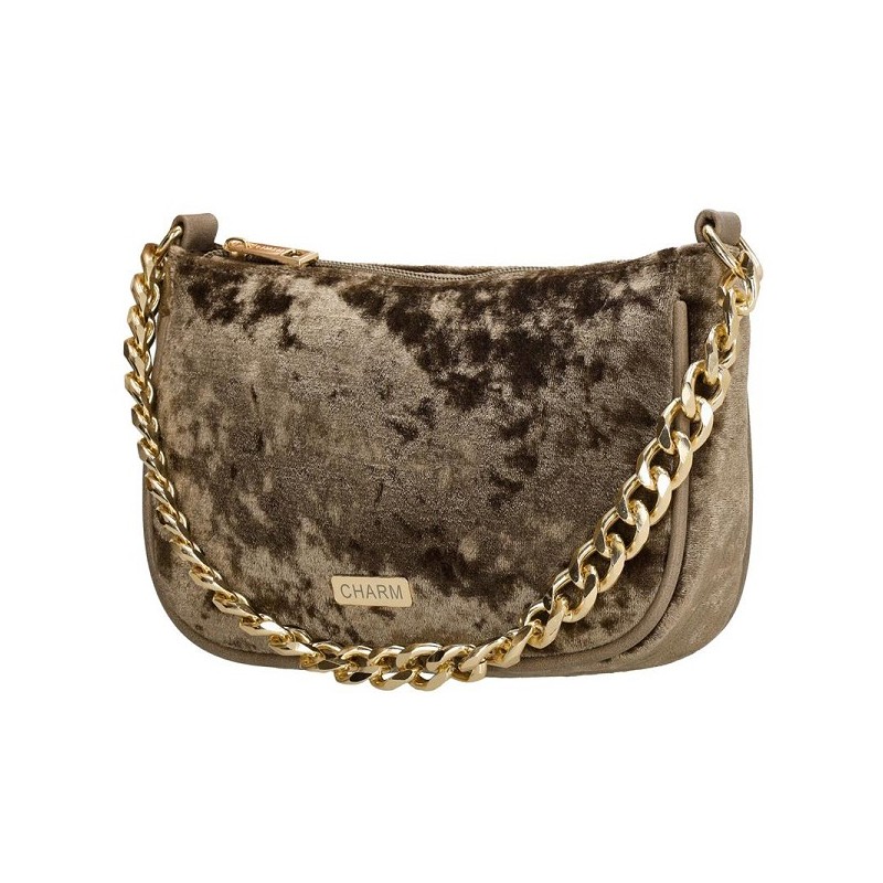 Charm London velvet schoudertas  brons 20x5x13cm