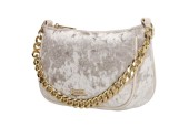 Charm London velvet schoudertas crème 20x5x13cm