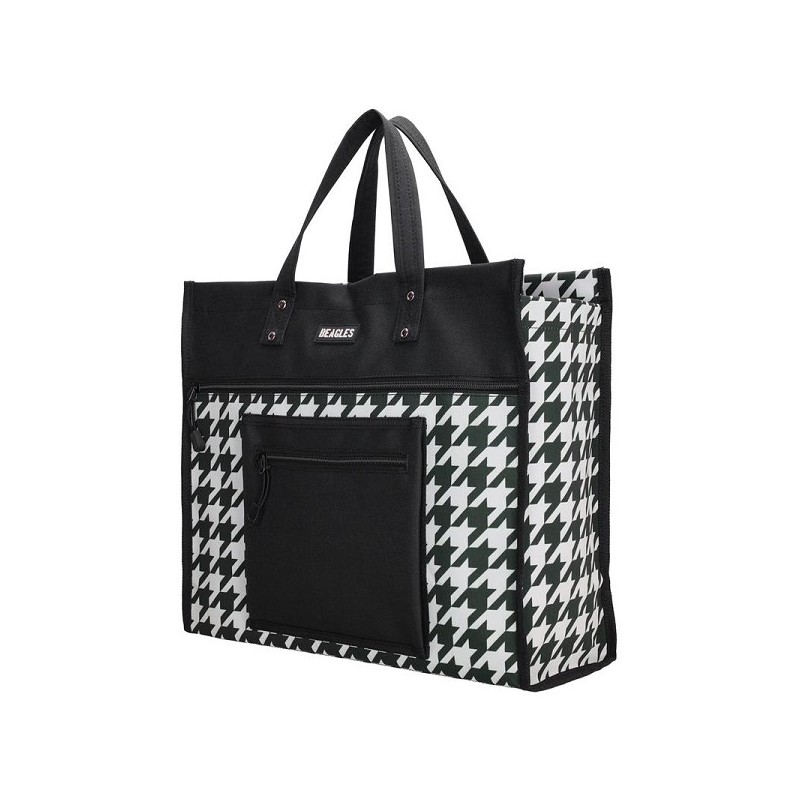 Beagles shop & go boodschappentas pied de poule 41x16x35cm