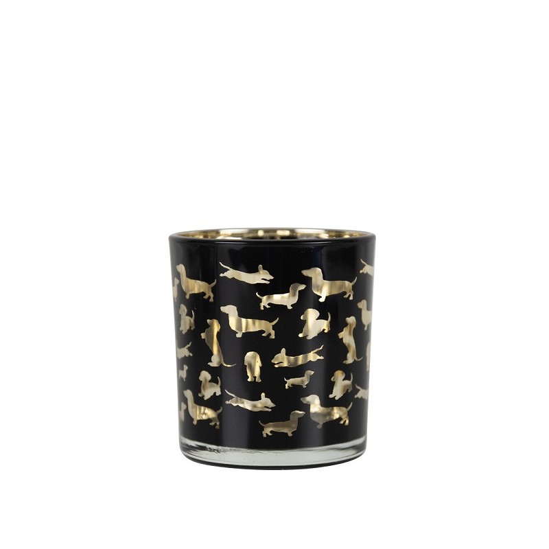 Windlicht glas silhouette teckel small Ø7,5xh8cm