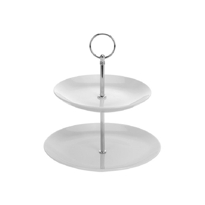 Etagere porselein 2 laags Ø17 en Ø21cm