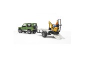Bruder Land Rover Defender met aanhanger, JCB kraan en arbeider
