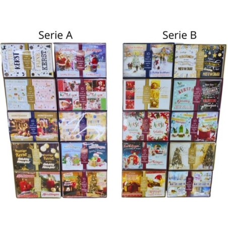 Cartes de Noël 10 pièces dans une boîte de présentation avec enveloppes ABCD