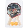 Set de tennis de table 5 pièces, 2 raquettes et 3 balles