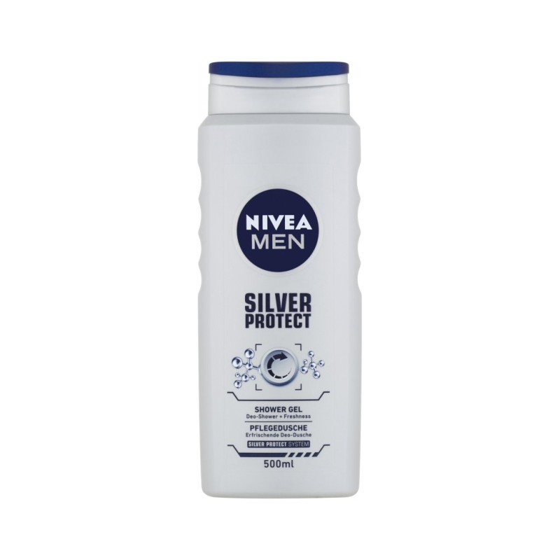 Nivea Gel Douche 500 ml 3en1 Pour Homme Silver Protect